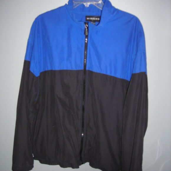 Men's black & blue long sleeve JACKET by WINNERS, zip-up closure, Size XL - Picture 1 of 3